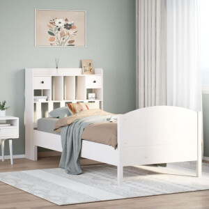 vidaXL Bed met boekenkast zonder matras grenenhout wit 90x190 cm