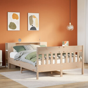 vidaXL Bed met boekenkast zonder matras massief grenenhout 135x190 cm
