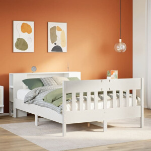 vidaXL Bed met boekenkast zonder matras grenenhout wit 120x190 cm