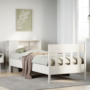 vidaXL Bed met boekenkast zonder matras grenenhout wit 75x190 cm