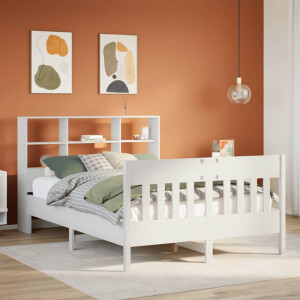vidaXL Bedframe zonder matras massief grenenhout wit 160x200 cm