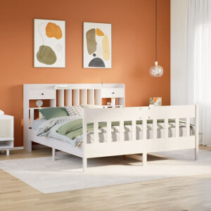 vidaXL Bedframe zonder matras massief grenenhout wit 180x200 cm