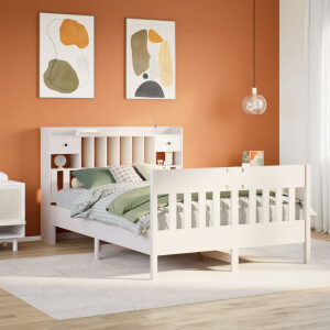 vidaXL Bedframe zonder matras massief grenenhout wit 150x200 cm