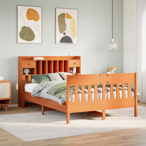 vidaXL Bedframe zonder matras massief grenenhout wasbruin 150x200 cm