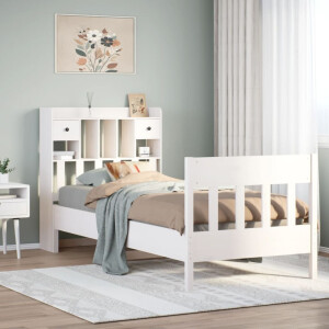 vidaXL Bedframe zonder matras massief grenenhout wit 90x200 cm