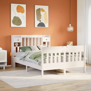 vidaXL Bedframe zonder matras massief grenenhout wit 140x190 cm