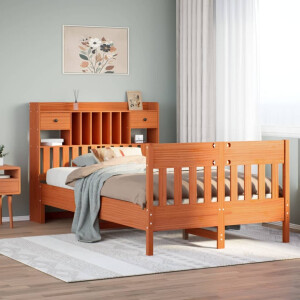 vidaXL Bedframe zonder matras massief grenenhout wasbruin 135x190 cm