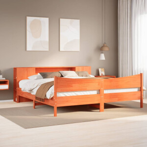 vidaXL Bedframe zonder matras massief grenenhout wasbruin 200x200 cm