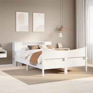 vidaXL Bedframe zonder matras massief grenenhout wit 150x200 cm