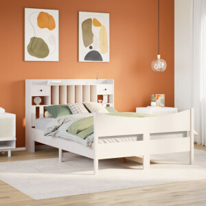 vidaXL Bedframe zonder matras massief grenenhout wit 160x200 cm