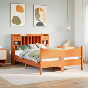 vidaXL Bedframe zonder matras massief grenenhout wasbruin 150x200 cm