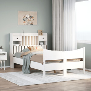 vidaXL Bedframe zonder matras massief grenenhout wit 135x190 cm