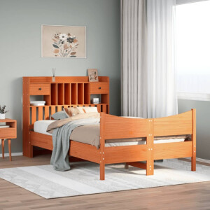 vidaXL Bedframe zonder matras massief grenenhout wasbruin 135x190 cm