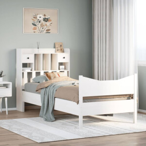 vidaXL Bedframe zonder matras massief grenenhout wit 75x190 cm
