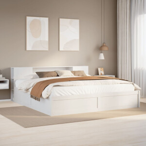 vidaXL Bedframe zonder matras massief grenenhout wit 200x200 cm