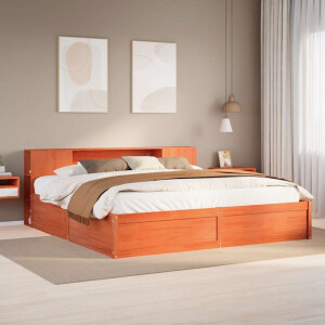 vidaXL Bedframe zonder matras massief grenenhout wasbruin 180x200 cm