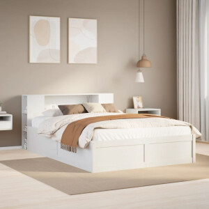 vidaXL Bedframe zonder matras massief grenenhout wit 160x200 cm