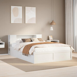 vidaXL Bedframe zonder matras massief grenenhout wit 150x200 cm