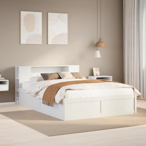 vidaXL Bedframe zonder matras massief grenenhout wit 140x200 cm