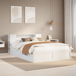 vidaXL Bedframe zonder matras massief grenenhout wit 135x190 cm