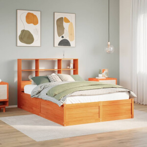 vidaXL Bedframe zonder matras massief grenenhout wasbruin 150x200 cm