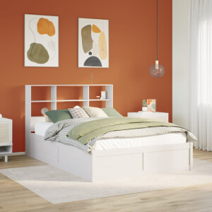 vidaXL Bedframe zonder matras massief grenenhout wit 140x200 cm