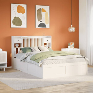 vidaXL Bedframe zonder matras massief grenenhout wit 150x200 cm