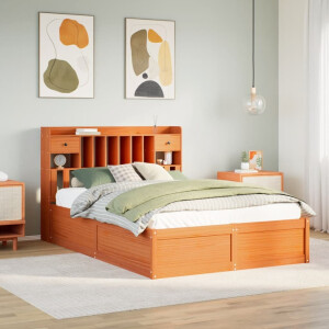 vidaXL Bedframe zonder matras massief grenenhout wasbruin 150x200 cm