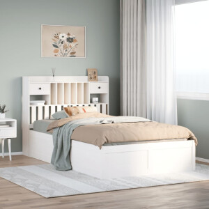 vidaXL Bedframe zonder matras massief grenenhout wit 135x190 cm