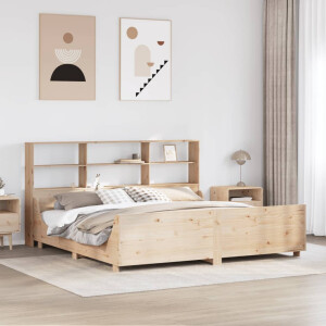 vidaXL Bed met boekenkast zonder matras massief hout 180x200 cm