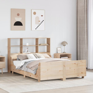 vidaXL Bed met boekenkast zonder matras massief hout 140x190 cm
