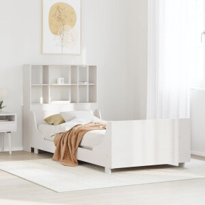vidaXL Bed met boekenkast zonder matras massief hout wit 90x190 cm