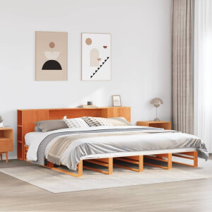vidaXL Bed met boekenkast zonder matras hout wasbruin 180x200 cm