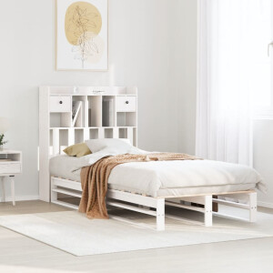 vidaXL Bed met boekenkast zonder matras grenenhout wit 90x200 cm