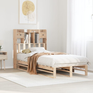 vidaXL Bed met boekenkast zonder matras massief grenenhout 90x190 cm