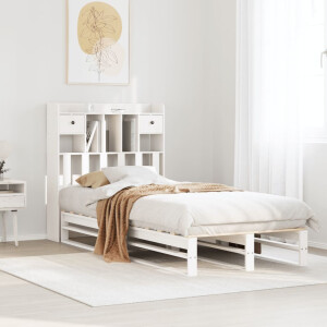 vidaXL Bed met boekenkast zonder matras grenenhout wit 90x190 cm