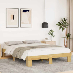 vidaXL Bedframe zonder matras 140x190 cm massief hout eiken