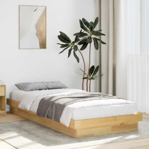 vidaXL Bedframe zonder matras 100x200 cm massief hout eiken