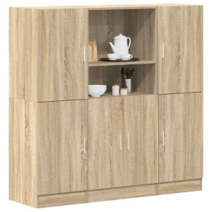 vidaXL 3-delige Keukenkastenset bewerkt hout sonoma eikenkleurig