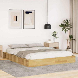 vidaXL Bedframe zonder matras 135x190 cm massief hout eiken