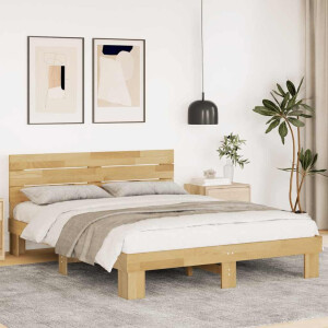 vidaXL Bedframe hoofdeinde zonder matras 140x190 cm massief hout eiken
