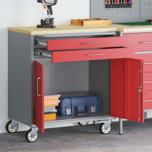vidaXL Werkbank Rood en Grijs 75 x 45 x 85 cm Engineered hout en staal