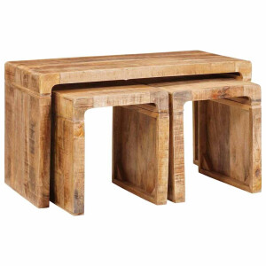 vidaXL Nesttafel 3 pcs Bruin Massief Mango Hout