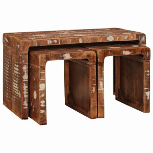 vidaXL Nesttafel 3 pcs Bruin Massief Gerecycled Hout