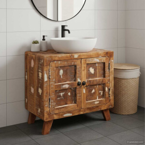 vidaXL Badkamerkast Massief gerecycled hout en engineered hout