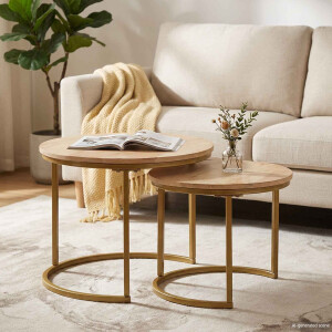 vidaXL Nest Koffietafels 2 pcs Bruin Massief mangohout en staal
