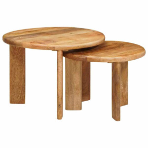 vidaXL Nest Koffietafels 2 pcs Bruin Massief Mango Hout
