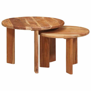 vidaXL Nest Koffietafels 2 pcs Bruin Massief Acaciahout