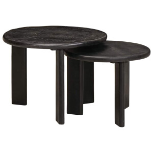 vidaXL Nest Koffietafels 2 pcs Wit Massief Mango Hout