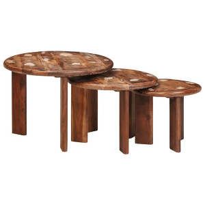 vidaXL Nest Koffietafels 3 pcs Multikleur Massief gerecycled hout